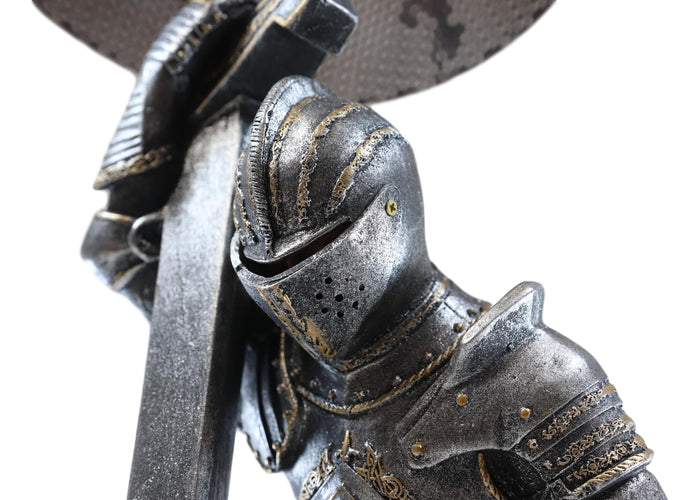 Ebros Gift Ebros The Accolade Kneeling Knight Suit Of Armor Ceremony Side Table Lamp 22"H