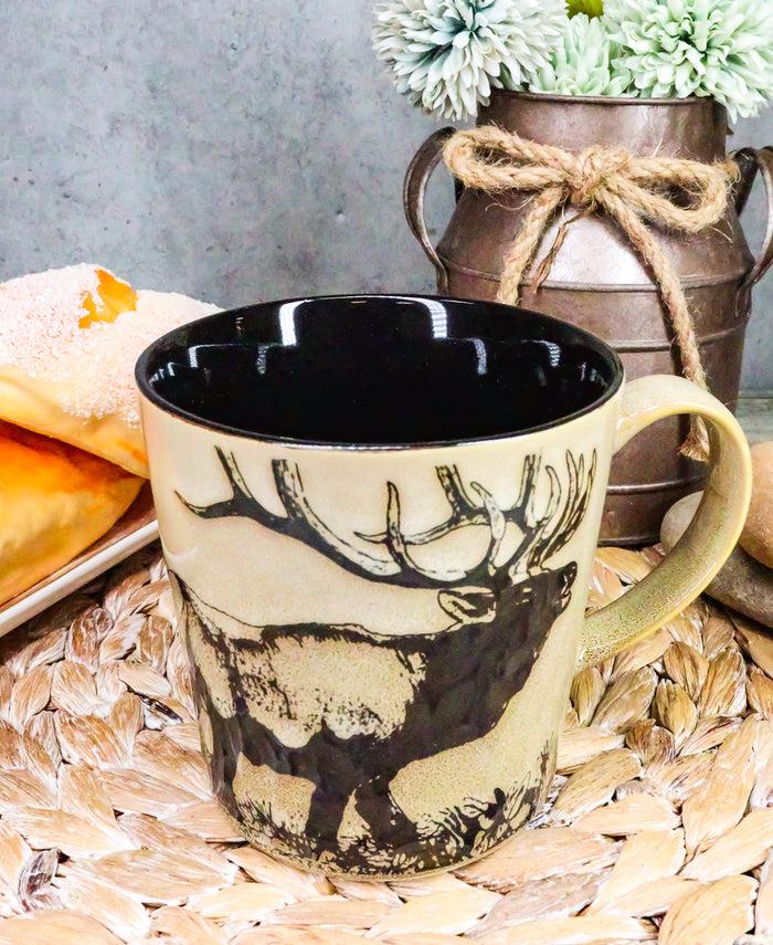 Ebros Gift Ebros The Emperor Giant Stag Elk Deer Rustic Drinking Beverage Ceramic Coffee Mug 16oz