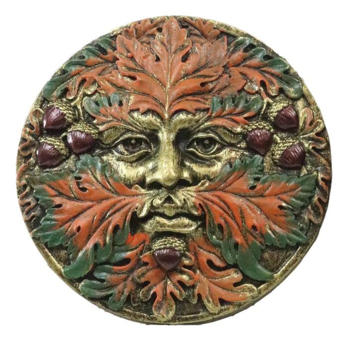 Ebros Gift Ebros The Horned God Autumn Fall Season Round Greenman Wall Decor Plaque 5.25" Diameter Wiccan Face Of Pan Deity Decorative Sculpture …