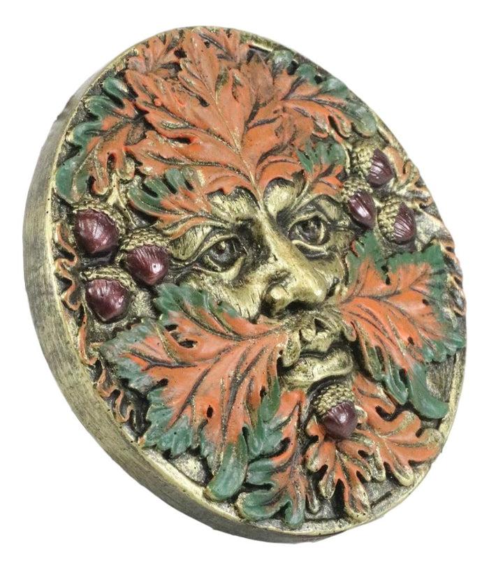 Ebros Gift Ebros The Horned God Autumn Fall Season Round Greenman Wall Decor Plaque 5.25" Diameter Wiccan Face Of Pan Deity Decorative Sculpture …