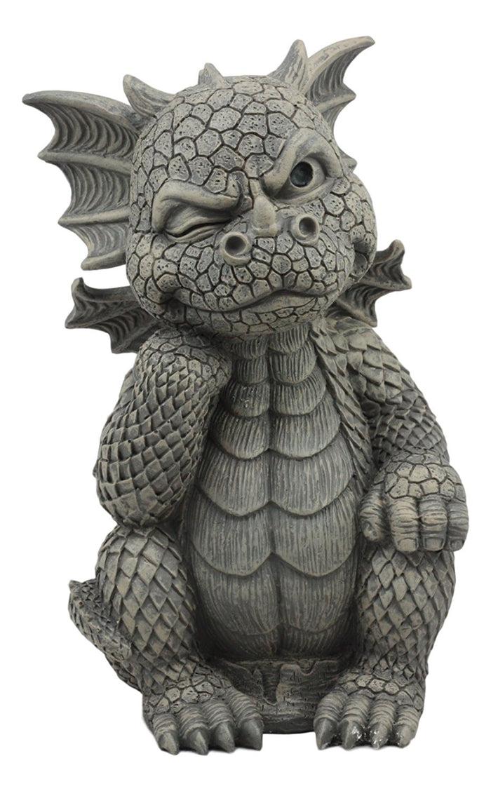 Ebros Gift Ebros The Thinker Whimsical Garden Dragon Statue 10"H Cute Baby Dragon Winking Eye