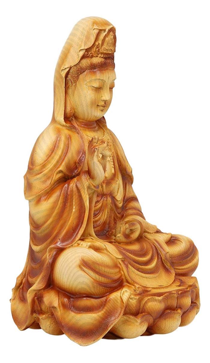 Ebros Gift Ebros The Water And Moon Goddess Abhaya Mudra Kuan Yin Bodhisattva Statue 9" Tall Guan Yin Immortal Deity Of Protection Reassurance And Blessing Museum Decorative Altar Figurine
