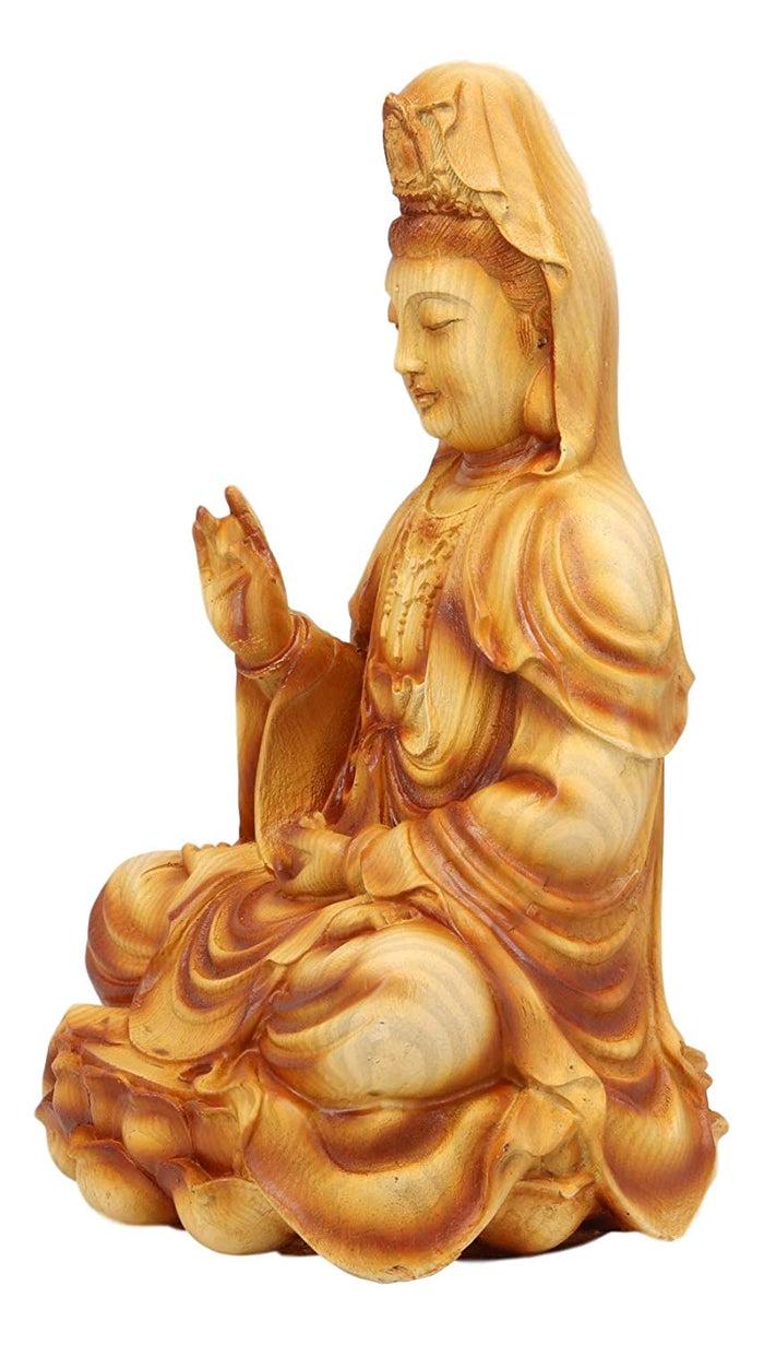 Ebros Gift Ebros The Water And Moon Goddess Abhaya Mudra Kuan Yin Bodhisattva Statue 9" Tall Guan Yin Immortal Deity Of Protection Reassurance And Blessing Museum Decorative Altar Figurine