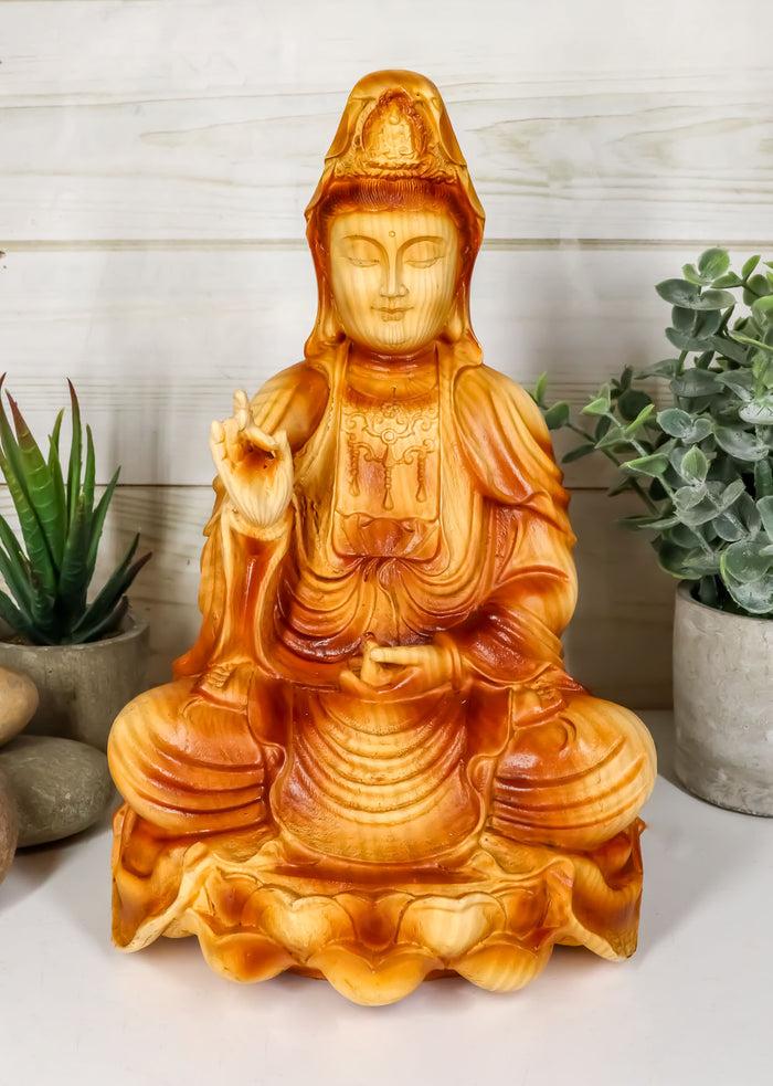 ebros gift Ebros The Water and Moon Goddess Abhaya Mudra Kuan Yin Bodhisattva Statue 9" Tall Guan Yin Immortal Deity of Protection Reassurance and Blessing Museum Decorative Altar Figurine