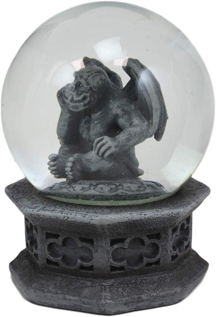 Ebros Gift Ebros Thinker Gargoyle Water Snow Globe With Pedestal Base 100mm Figurine 5"H