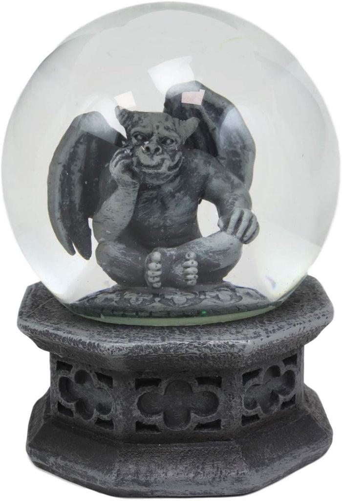 ebros gift Ebros Thinker Gargoyle Water Snow Globe with Pedestal Base 100mm Figurine 5"H