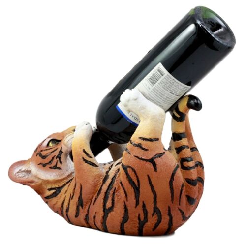 Ebros Gift Ebros Thirsty Baby Bengal Tiger Cub Wine Bottle Holder Figurine 10"L Giant Cat Hunter