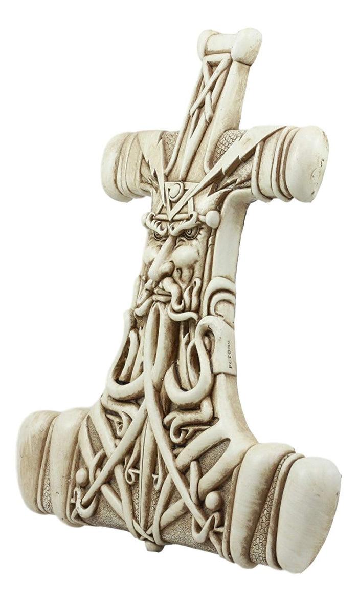 Ebros Gift Ebros Thor Hammer Wall Decor Viking God Thor Bone Mjolnir Wall Plaque Thunder God Avatar Figurine Collectible