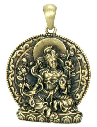 Ebros Gift Ebros Tibetan Buddha Green Tara Pendant Medallion Necklace Jewelry Pendant