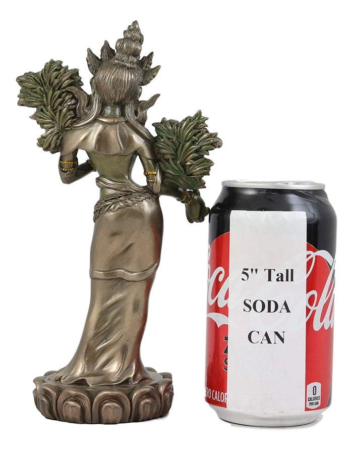 Ebros Gift Ebros Tibetan Buddhism Arya Khadiravani Green Tara With Utpala Flowers Statue 8.25" Tall