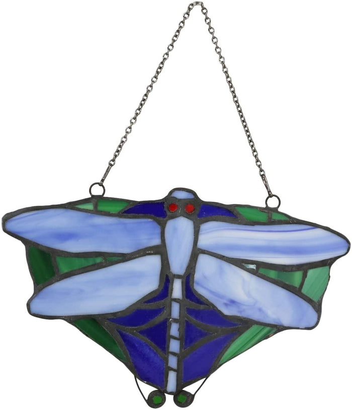Ebros Gift Ebros Tiffany 7.25" W Dragonfly Insect Suncatcher Stained Glass Art Panel Wall