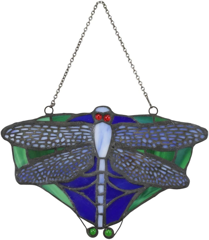 Ebros Gift Ebros Tiffany 7.25" W Dragonfly Insect Suncatcher Stained Glass Art Panel Wall