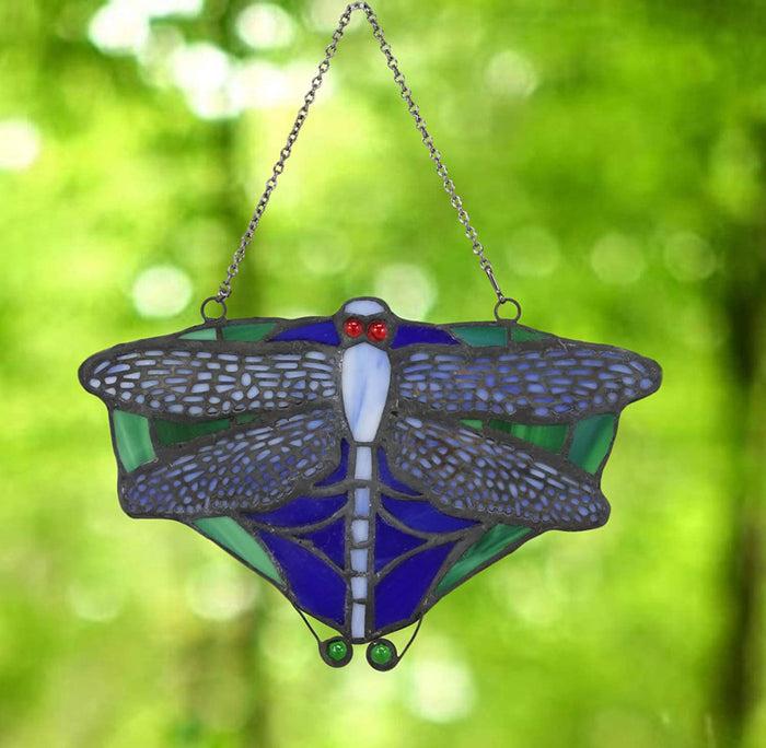 ebros gift Ebros Tiffany 7.25" W Dragonfly Insect Suncatcher Stained Glass Art Panel Wall