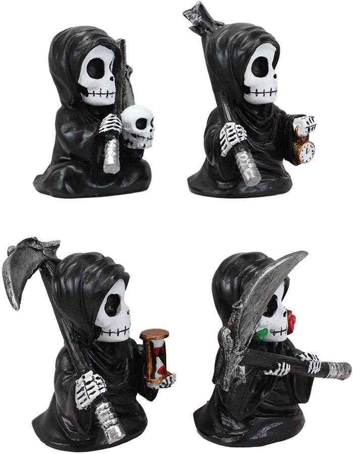 Ebros Gift Ebros Time Waits For No Man Mini 4" Tall Chibi Grim Reapers Figurines Set Of 4