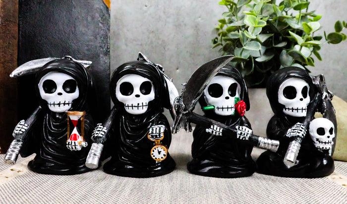 ebros gift Ebros Time Waits for No Man Mini 4" Tall Chibi Grim Reapers Figurines Set of 4