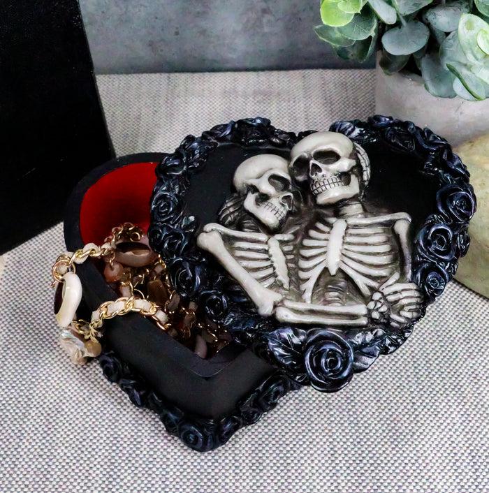 ebros gift Ebros to Have & to Hold Skeleton Lovers on Black Rose Wreath Trinket Box