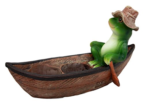 Ebros Gift Ebros Toad Croak Creek Canoe Frog With Cowboy Hat Rowing Boat Salt Pepper Shakers Holder Figurine 7"L