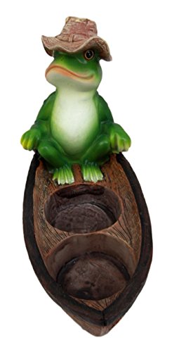 Ebros Gift Ebros Toad Croak Creek Canoe Frog With Cowboy Hat Rowing Boat Salt Pepper Shakers Holder Figurine 7"L
