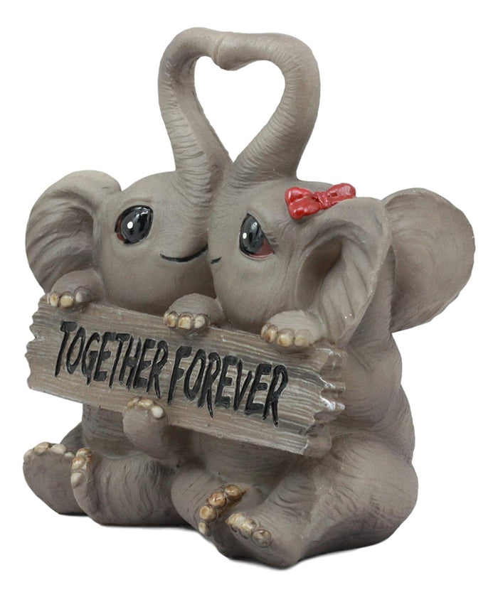 Ebros Gift Ebros Together Forever Anniversary Elephant Couple With Heart Shaped Trunks Statue
