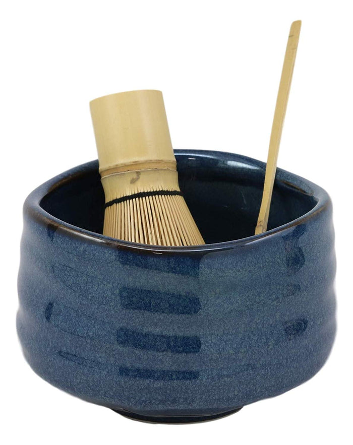 Ebros Gift Ebros Traditional Japanese Glazed Ceramic Matcha Tea Bowl 21oz With Bamboo Whisk