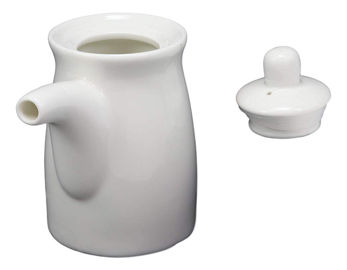 ebros gift Ebros Traditional Japanese Tenmoku Glazed Porcelain Soy Sauce Shoyu Condiment Dispenser Flask 6oz Made In Japan As Home Kitchen Decorative And Restaurant Supply (White With Traditional Ribbon) (Contemporary White)