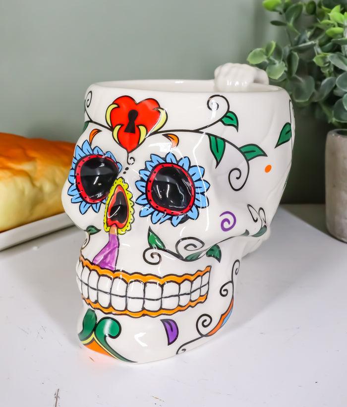 ebros gift Ebros Tribal Day of The Dead Love Lock Sugar Skull Drink Coffee Mug Cup Ceramic