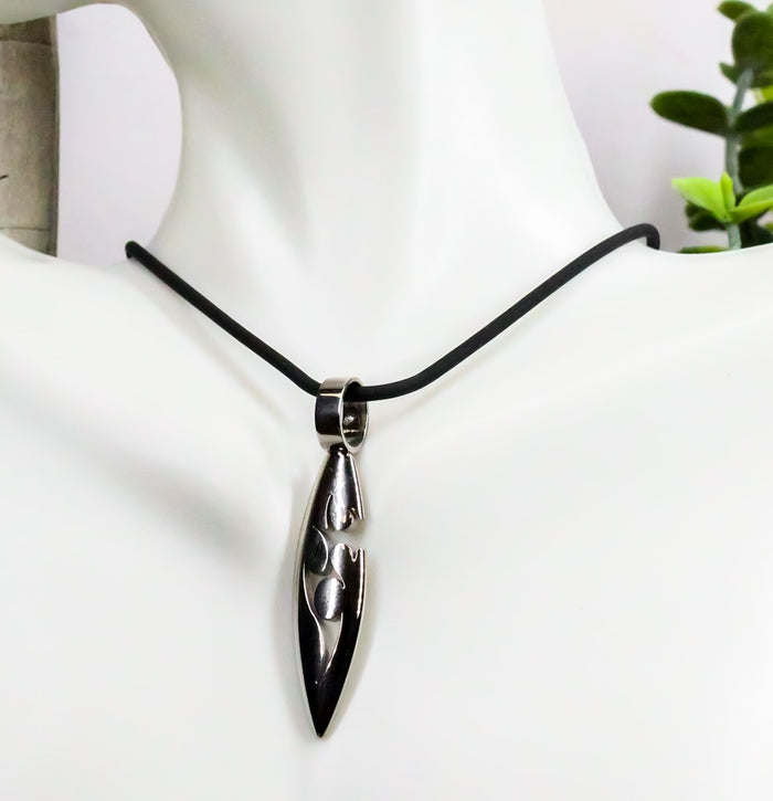 ebros gift Ebros Tribal Surf Board Stainless Steel SS316 Jewelry Medallion Pendant Necklace