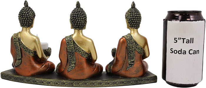 Ebros Gift Ebros Trikaya Three Meditating Buddha Votive Tea Light Candles Holder 10.75" L