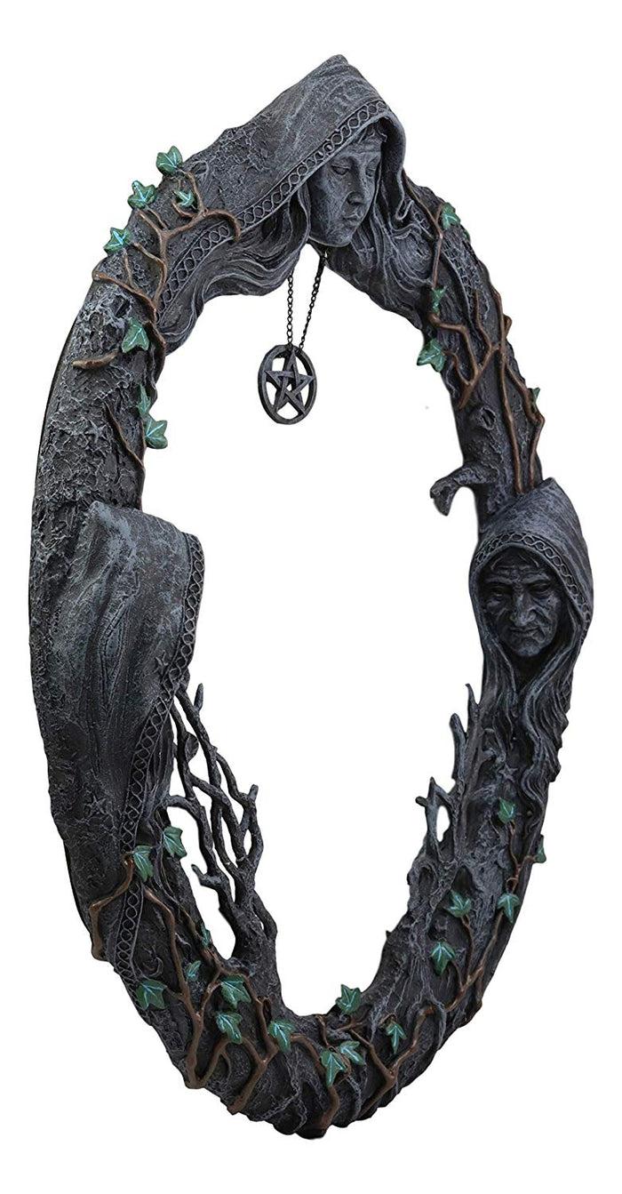 Ebros Gift Ebros Triple Goddess Mother Maiden Crone Wall Hanging Mirror Plaque 17" Tall