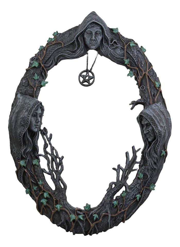 ebros gift Ebros Triple Goddess Mother Maiden Crone Wall Hanging Mirror Plaque 17" Tall