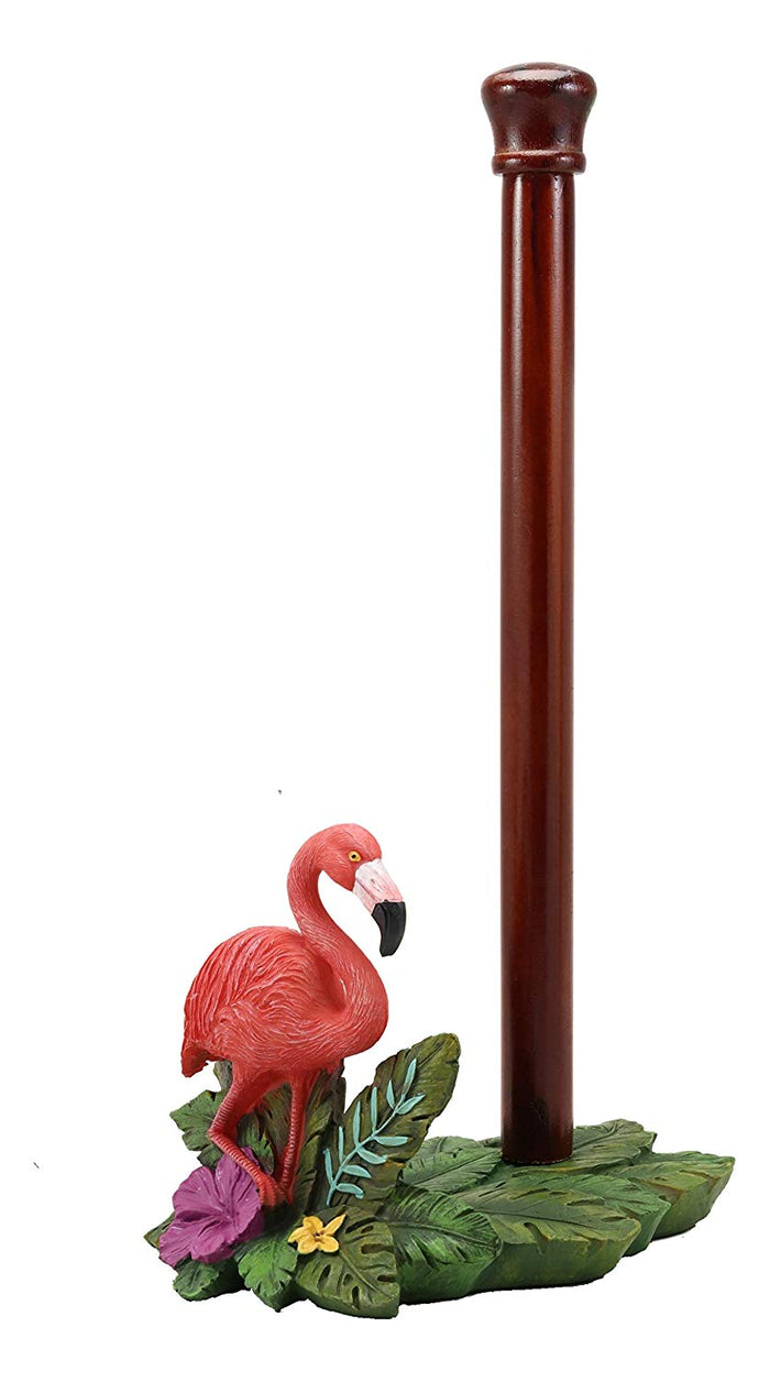 Ebros Gift Ebros Tropical Birds Of Paradise Graceful Pink Flamingo Paper Towel Holder 15" T