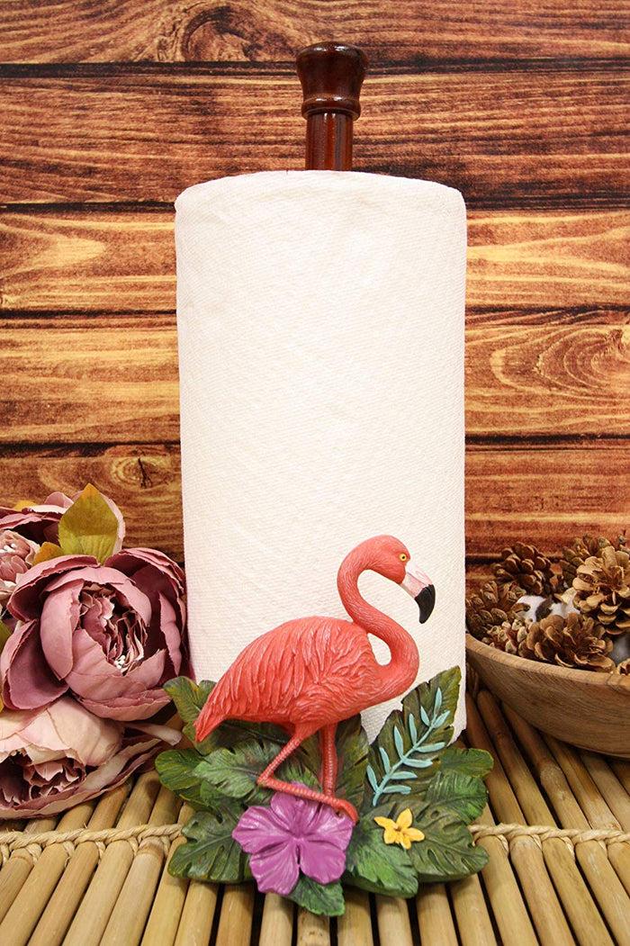 ebros gift Ebros Tropical Birds of Paradise Graceful Pink Flamingo Paper Towel Holder 15" T