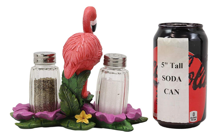 Ebros Gift Ebros Tropical Paradise Pink Flamingo Holder W/ Salt & Pepper Shaker Set 7.25" L