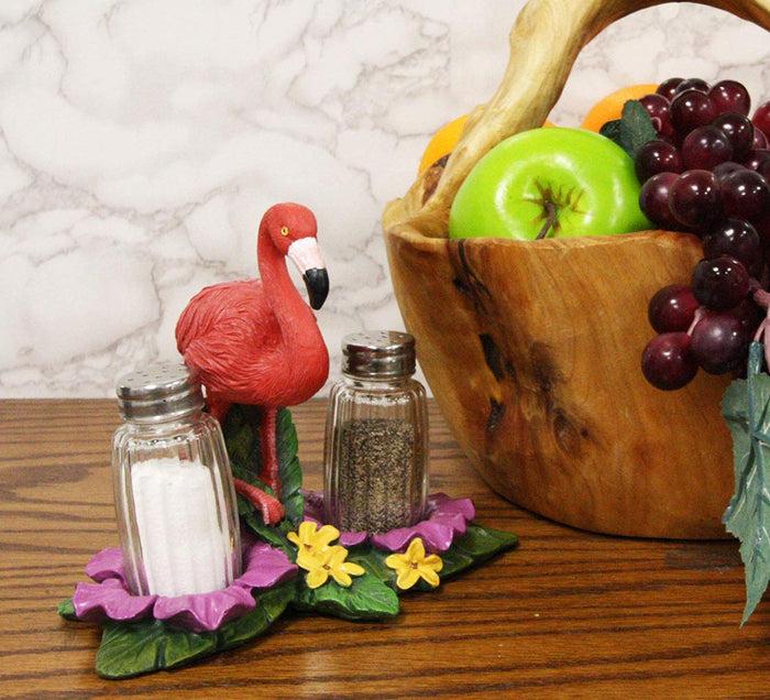 Ebros Gift Ebros Tropical Paradise Pink Flamingo Holder W/ Salt & Pepper Shaker Set 7.25" L