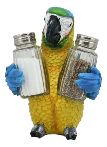 Ebros Gift Ebros Tropical Rainforest Blue Scarlet Macaw Parrot Salt Pepper Shakers Holder