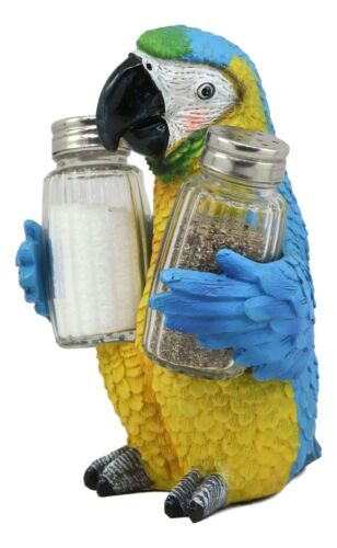 Ebros Gift Ebros Tropical Rainforest Blue Scarlet Macaw Parrot Salt Pepper Shakers Holder