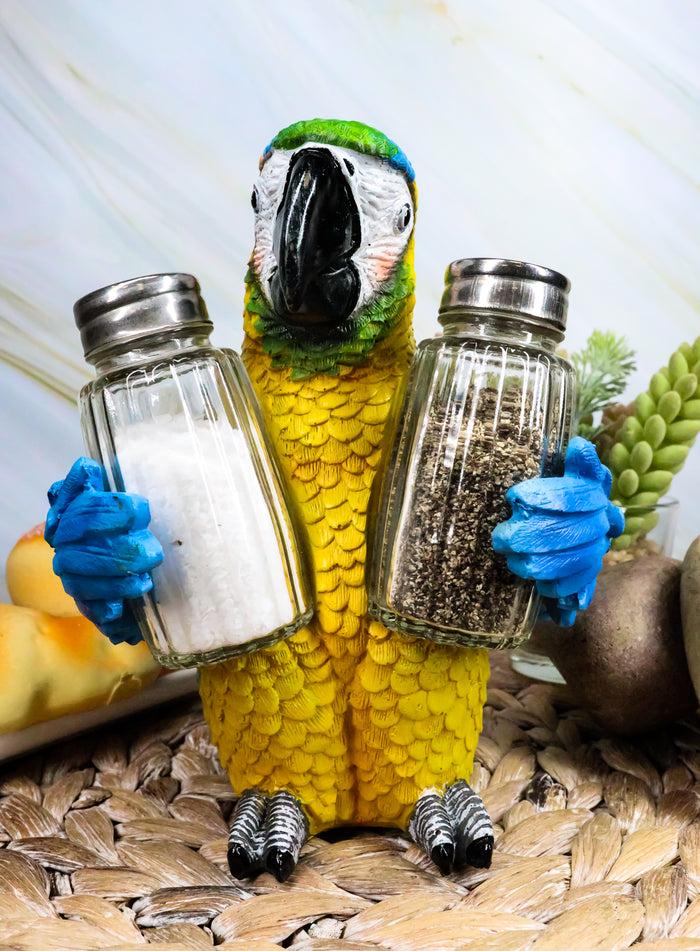 ebros gift Ebros Tropical Rainforest Blue Scarlet Macaw Parrot Salt Pepper Shakers Holder