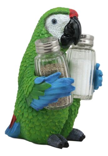 Ebros Gift Ebros Tropical Rainforest Green Military Macaw Parrot Salt Pepper Shakers Holder