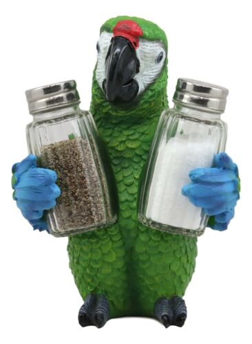 Ebros Gift Ebros Tropical Rainforest Green Military Macaw Parrot Salt Pepper Shakers Holder