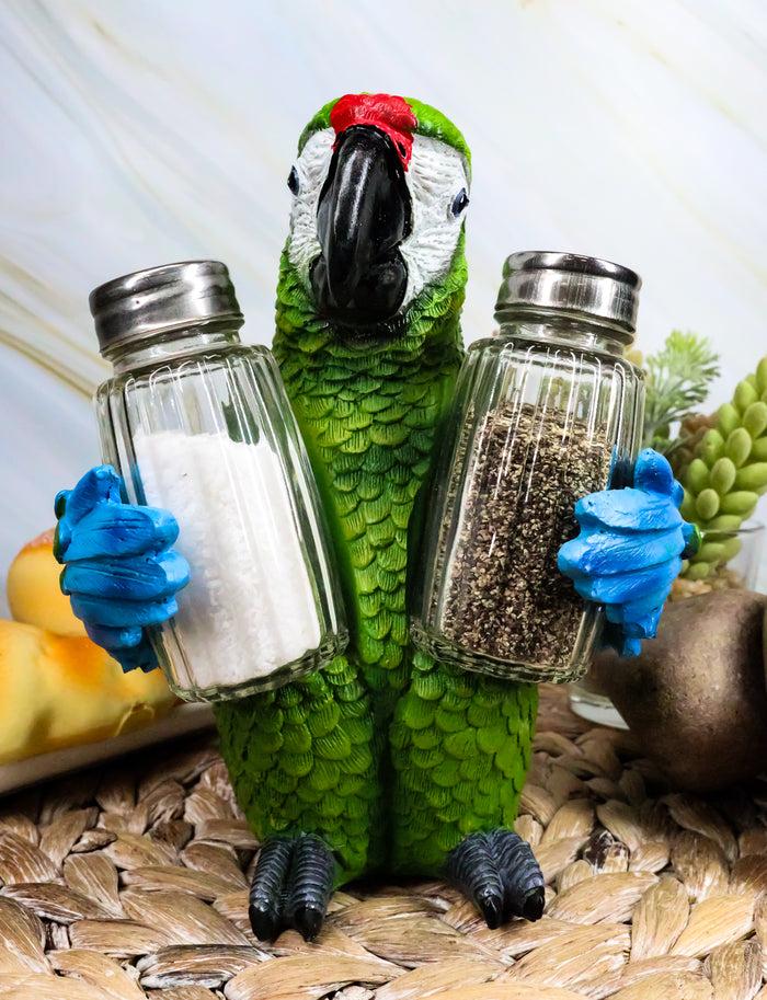ebros gift Ebros Tropical Rainforest Green Military Macaw Parrot Salt Pepper Shakers Holder