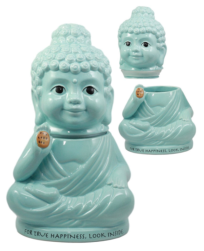 Ebros Gift Ebros "True Happiness" Enlightenment Medicine Buddha Ceramic Cookie Jar 10.75"H