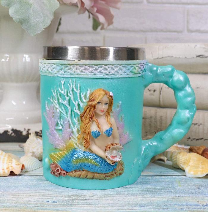ebros gift Ebros Turquoise Ocean Marine Coral Reef Mermaid With Pearl Mug 12oz Bridal Nautical