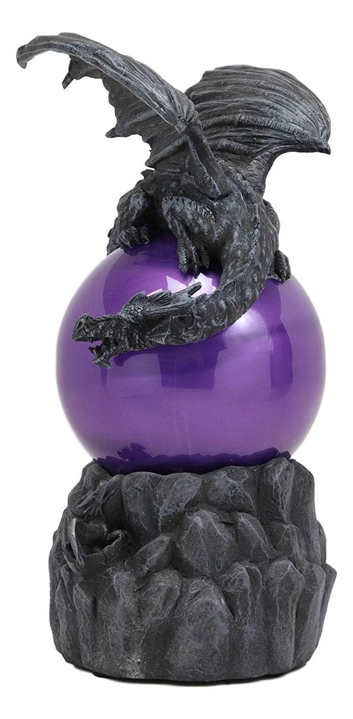 Ebros Gift Ebros Twilight Dragon Resting On Purple Sandstorm Glass Ball Statue Sound Sensor Decor