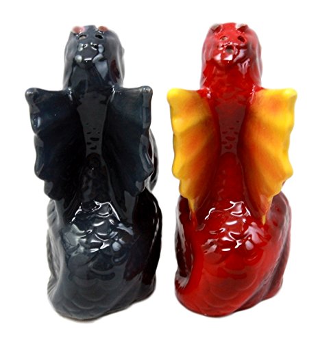 Ebros Gift Ebros Twin Feng Shui Yin Yang Dragons Ceramic Magnetic Salt Pepper Shakers Set