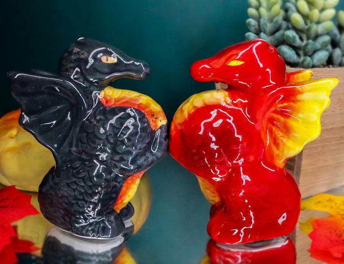 ebros gift Ebros Twin Feng Shui Yin Yang Dragons Ceramic Magnetic Salt Pepper Shakers Set