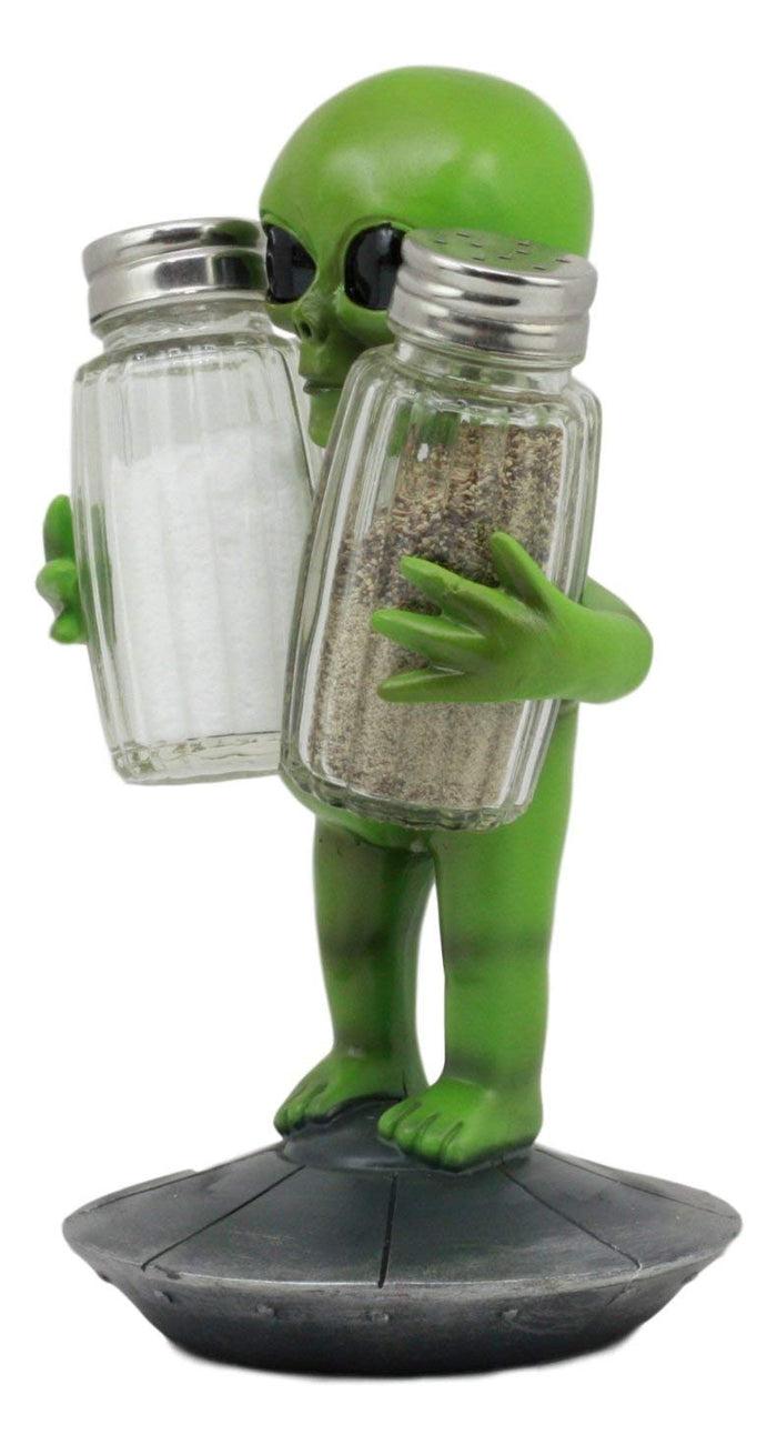 Ebros Gift Ebros UFO Green Alien On Flying Saucer Spaceship Salt And Pepper Shakers Set