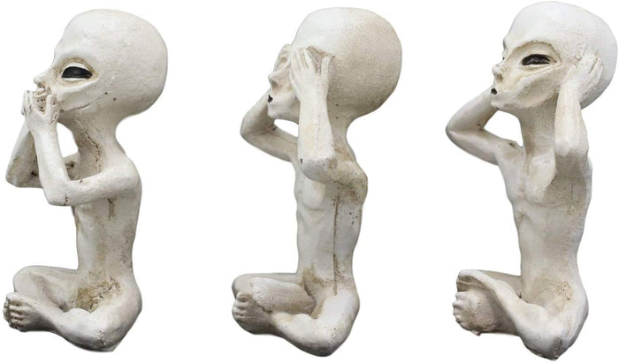 Ebros Gift Ebros UFO See Hear Speak No Evil Roswell Alien Sitting Figurines Set Of 3