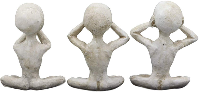 Ebros Gift Ebros UFO See Hear Speak No Evil Roswell Alien Sitting Figurines Set Of 3