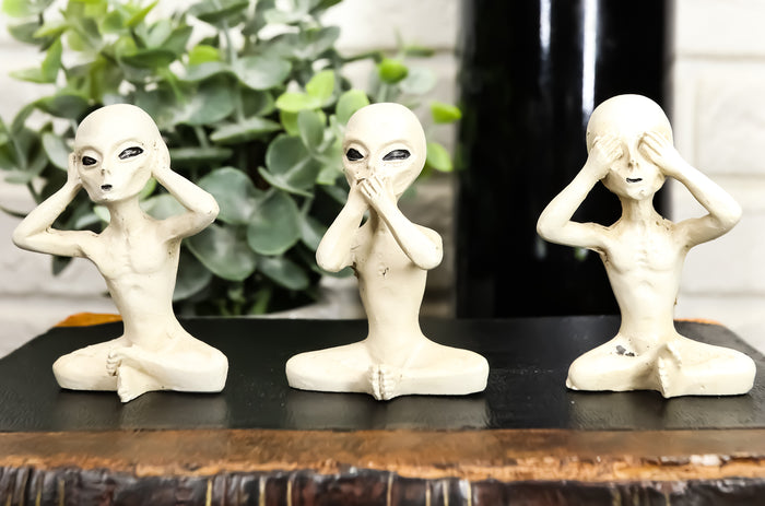 ebros gift Ebros UFO See Hear Speak No Evil Roswell Alien Sitting Figurines Set of 3