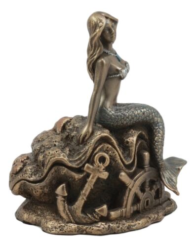 Ebros Gift Ebros Under The Sea Mermaid Statue 5" Tall Nautical Mermaid Sitting On Oyster Shell Figurine
